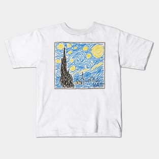 Starry night by Bart Simpson Kids T-Shirt